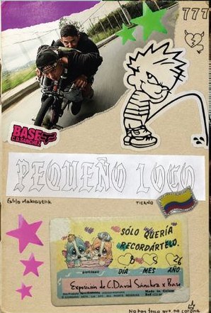 Base: un afiche hecho de stickers y recortes, con una invitación escrita a mano.